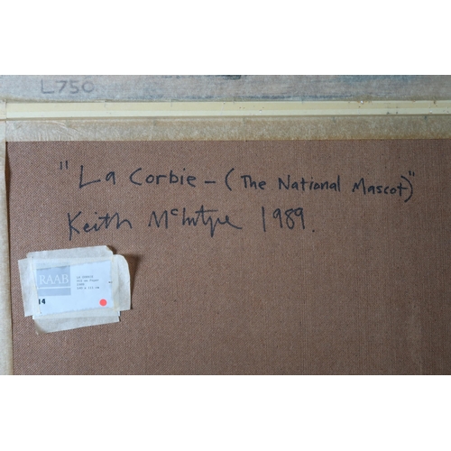 1045 - KEITH MCINTYRE RSA (ELECT) (SCOTTISH b.1963)“LA CORBIE - THE NATIONAL MASCOT”Oil on paper, signed lo... 
