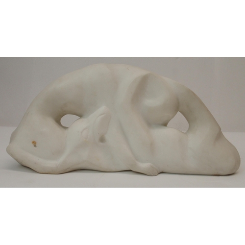 1046 -  ALAN LYDIAT DURST (BRITISH 1883-1970)TWO HOUNDS PLAYINGMarble, signed, dated (1936), 18 x 40 x 9cm ... 