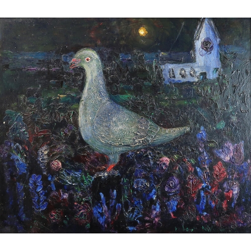 1055 - ROBERT LEISHMAN RSW (SCOTTISH 1915-1989) POET’S PIGEONOil on canvas, signed lower right, dated (19)6... 