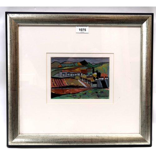 1075 - DAVID M MARTIN RSW RGI (SCOTTISH 1922-2018) PERTHSHIRE LANDSCAPE Gouache and ink, signed lower right... 