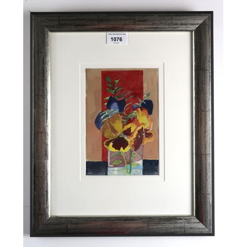 1076 - DAVID M MARTIN RSW RGI (SCOTTISH 1922-2018) PANSIES IN A GLASS Watercolour on paper, signed lower ri... 