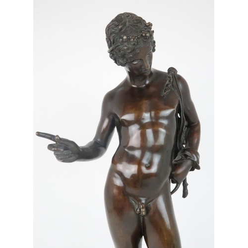 1102 - ITALIAN SCHOOL (19TH CENTURY)NARCISSUS AFTER THE ANTIQUEBronze, 62cm (24.5