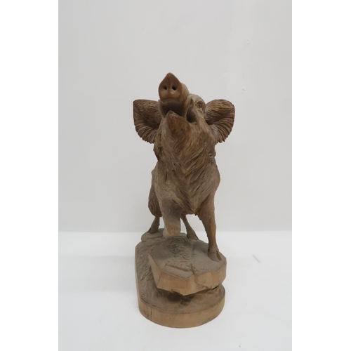 1103 - PHYLLIS MARY BONE RSA (SCOTTISH 1896-1972)GOAT; WILD BOARWood carving, signed (Wild Boar dated (19)3... 