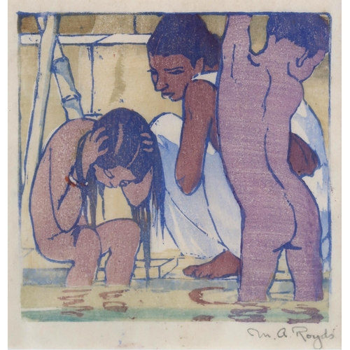 1117 - MABEL ALINGTON ROYDS (BRITISH 1874-1941)CHILDREN BATHING Woodcut, signed lower right, 12 x 12cm... 