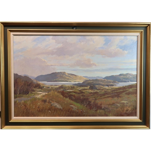 1123 - DONALD M SHEARER (SCOTTISH 1925-2017)HIGHLAND LOCH AND HILLSOil on canvas, signed, 61 x 91.5cm (24 x... 