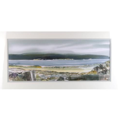 1126 - DUNCAN MACLEOD RSW (SCOTTISH B. 1952)ISLAND DREAMING - COASTAL HARMONIESMixed media collage, signed,... 