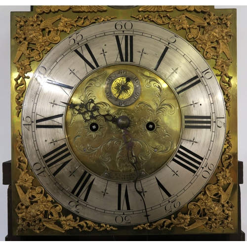 10 - A 19TH CENTURY MAHOGANY LONGCASE CLOCK the brass and silvered dial named to R Stewart, Glasgow, set ... 