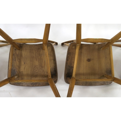 103 - A SET OF FIVE MID 20TH CENTURY ELM & BEECH ERCOL 391 ALL-PURPOSE WINDSOR CHAIRS circa 1965 79cm ... 