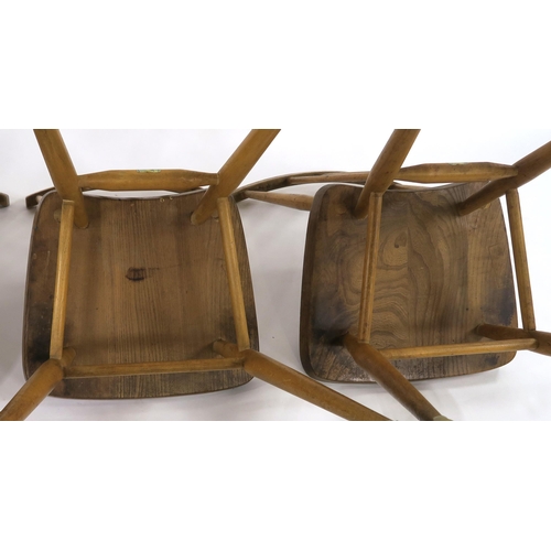 103 - A SET OF FIVE MID 20TH CENTURY ELM & BEECH ERCOL 391 ALL-PURPOSE WINDSOR CHAIRS circa 1965 79cm ... 