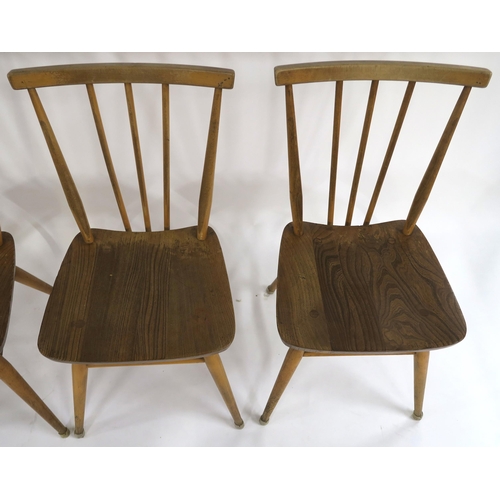 103 - A SET OF FIVE MID 20TH CENTURY ELM & BEECH ERCOL 391 ALL-PURPOSE WINDSOR CHAIRS circa 1965 79cm ... 