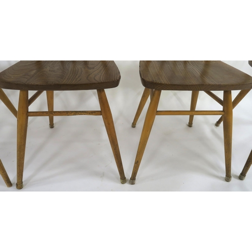 103 - A SET OF FIVE MID 20TH CENTURY ELM & BEECH ERCOL 391 ALL-PURPOSE WINDSOR CHAIRS circa 1965 79cm ... 