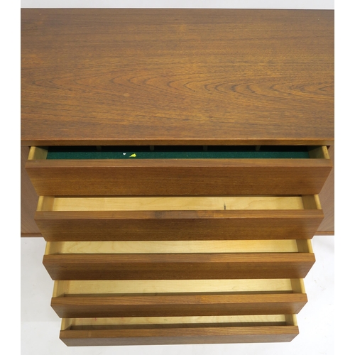 109 - A MID 20TH CENTURY TEAK NILS JONSSON FOR TROEDS SIDEBOARDwith five central drawers flanked by slidin... 