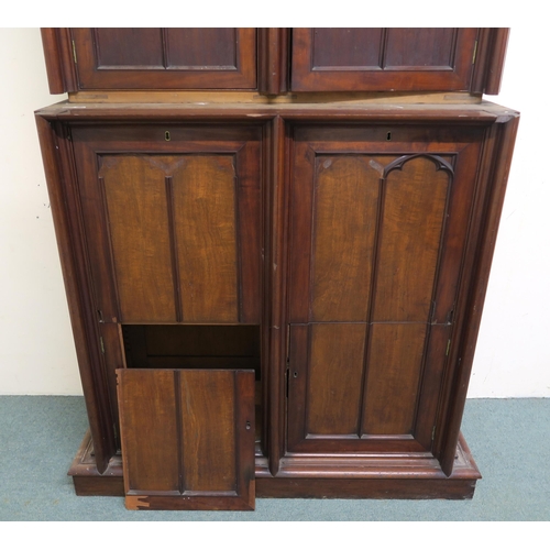 47 - A VICTORIAN MAHOGANY GOTHIC REVIVAL SECRETAIRE ESTATE CABINET,with two cabinet doors concealing pige... 