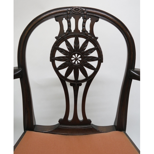 54 - A SET OF EIGHT MAHOGANY DINING CHAIRS,comprising two carvers and six regular chairs each with foliat... 