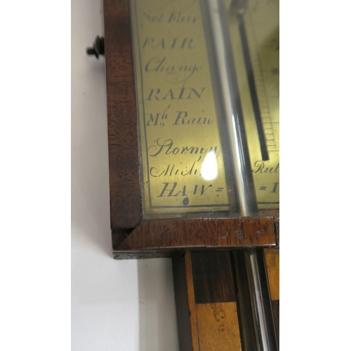 7 - AN 18TH CENTURY STYLE MERCURY STICK BAROMETER the brass plate engraved Mich Rutherford, Hawick and d... 