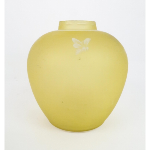 361 - A THOMAS WEBB AND SONS CAMEO GLASS VASE the yellow body with white decoration of chrysanthemums, wit... 