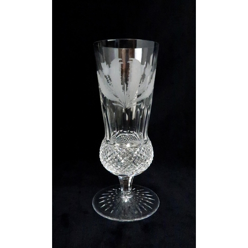 369 - A SUITE OF EDINBURGH THISTLE SHAPED GLASSWARE including seven flute champagne glasses, 17cm high, si... 