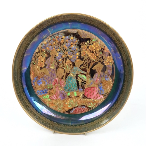 370 - DAISY MAKEIG-JONES FOR WEDGWOOD - A FAIRYLAND LUSTRE NIZAMI PATTERN DISH the coloured and gilt desig... 