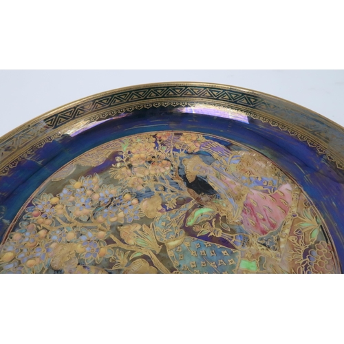 370 - DAISY MAKEIG-JONES FOR WEDGWOOD - A FAIRYLAND LUSTRE NIZAMI PATTERN DISH the coloured and gilt desig... 