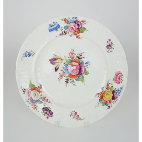 374 - A PAIR OF MID 19TH CENTURY PLATESpossibly Swansea, each with painted floral decoration and a further... 