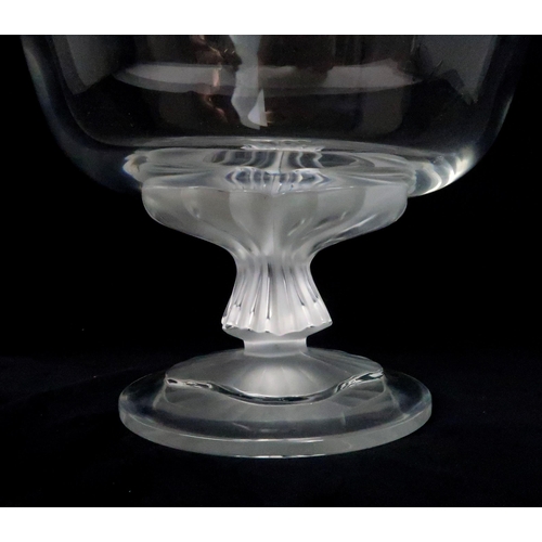 380 - A LALIQUE CLEAR GLASS BOWLon frosted footed stand, 22.5cm high... 