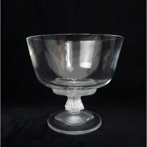 380 - A LALIQUE CLEAR GLASS BOWLon frosted footed stand, 22.5cm high... 