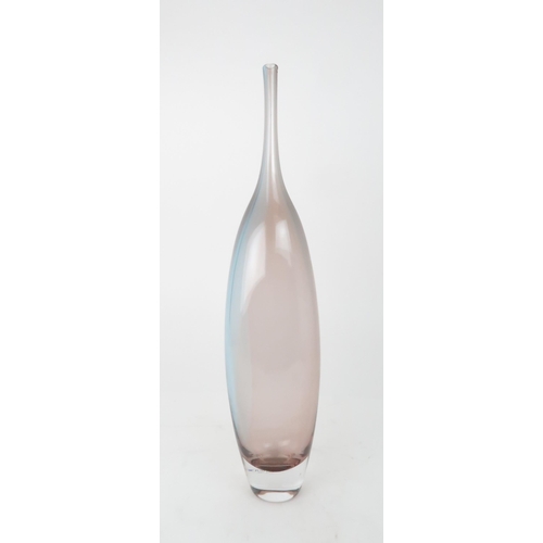 384 - A KOSTA BODA TOBAGO VASEby Kjell Engman of slender elongated form in pale blue and purple, etched to... 