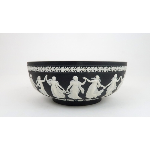 388 - WEDGWOOD BLACK DIP JASPERWARE DANCING HOURS  BOWLwith impressed marks to base, 26cm diameter... 