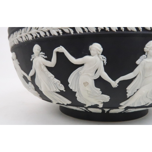 388 - WEDGWOOD BLACK DIP JASPERWARE DANCING HOURS  BOWLwith impressed marks to base, 26cm diameter... 