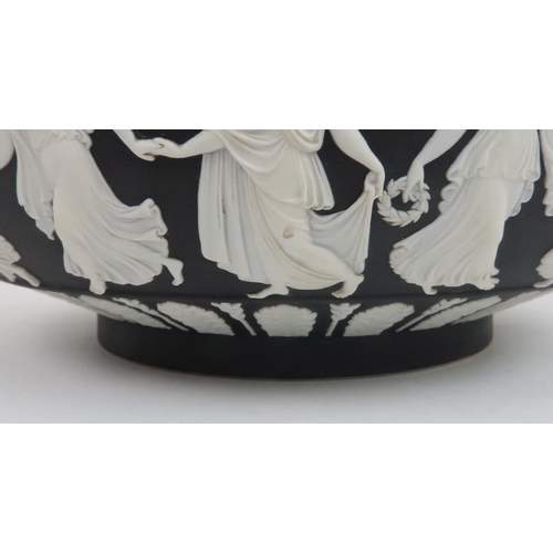 388 - WEDGWOOD BLACK DIP JASPERWARE DANCING HOURS  BOWLwith impressed marks to base, 26cm diameter... 