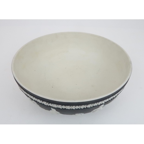 388 - WEDGWOOD BLACK DIP JASPERWARE DANCING HOURS  BOWLwith impressed marks to base, 26cm diameter... 