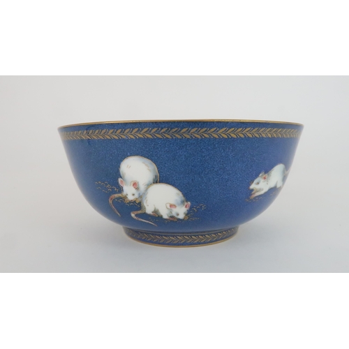 401 - A WEDGWOOD FAIRYLAND LUSTRE BOWLdesigned by James Hodgkiss, the blue ground exterior and white inter... 