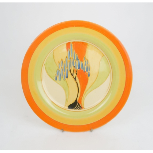 404 - A CLARICE CLIFF BIZARRE WINDBELLS PATTERN PLATEof circular form, 22.5cm diameter... 