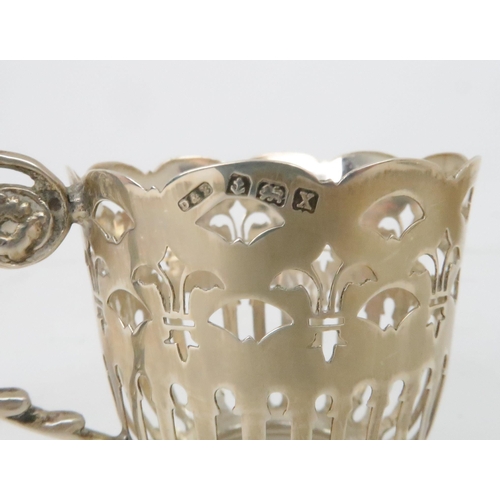 406 - SIX LENNOX PORCELAIN AND SILVER MOUNTED DEMITASSE COFFEE CUPS AND SOLID SILVER SAUCERShallmarked for... 