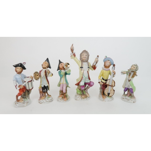 421 - A SET OF SIX CONTINENTAL MONKEY BAND FIGURES tallest 21cm high