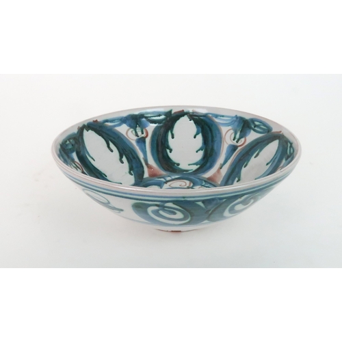 430 - ALAN CAIGER-SMITH (1930-2020) A BOWLpainted in blue, green and red glazes, monogrammed to base, 23.5... 