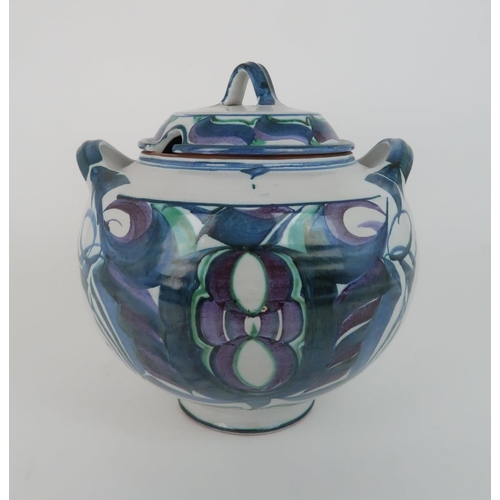 431 - ALAN CAIGER SMITH (1930-2020) SOUP TUREENpainted in purple, blue and green glazes with swirling deco... 