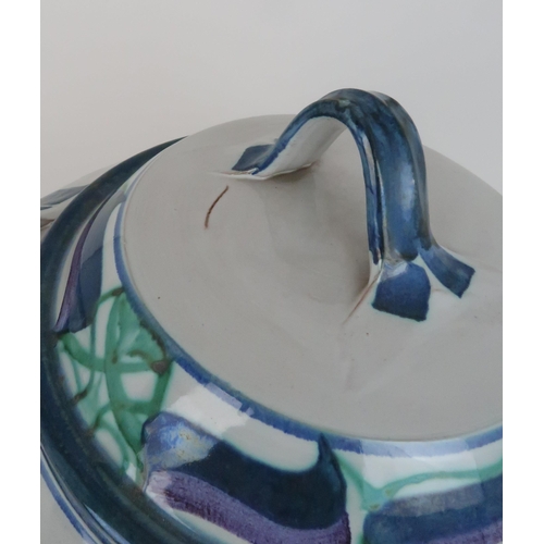 431 - ALAN CAIGER SMITH (1930-2020) SOUP TUREENpainted in purple, blue and green glazes with swirling deco... 