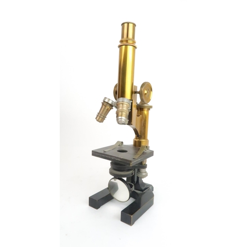 561 - A LAQUERED BRASS MICROSCOPE by E. Leitz Wetzlar, No.40749 and further inscribed R Kanthack, London i... 