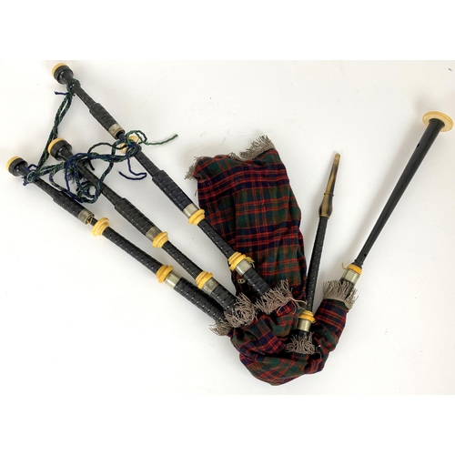 572 - A SET OF BAGPIPESthe chanter stamped MacDougall, Breadalbane, one drone is also stamped MacDougall (... 