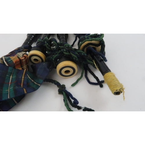 572 - A SET OF BAGPIPESthe chanter stamped MacDougall, Breadalbane, one drone is also stamped MacDougall (... 