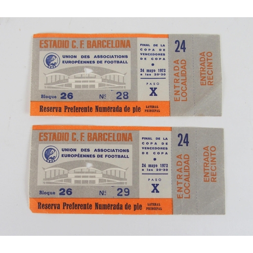 591 - TWO UNUSED RANGERS V. DYNAMO MOSCOW EUROPEAN CUP-WINNERS CUP FINAL TICKETS, 1972some slight creasing... 