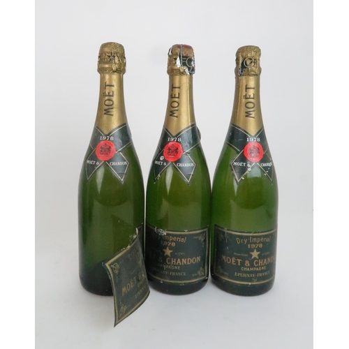 601 - NINE BOTTLES OF CHAMPAGNEcomprising Moet & Chandon, 1978, (three bottles), Moet Chandon Bicenten... 