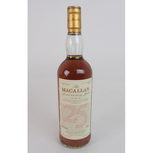 606 - A BOTTLE OF MACALLAN 25 YEAR OLD MALT WHISKYdistilled 1962, bottled 1987, in wooden presentation cas... 