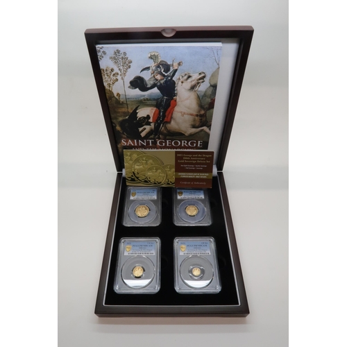 620 - A CASED SET OF GOLD COINS HATTONS OF LONDON2021 George and the Dragon 200th Anniversary Gold Soverei... 