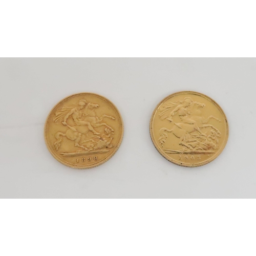 626 - TWO GOLD HALF SOVEREIGNS 1898 & 1905