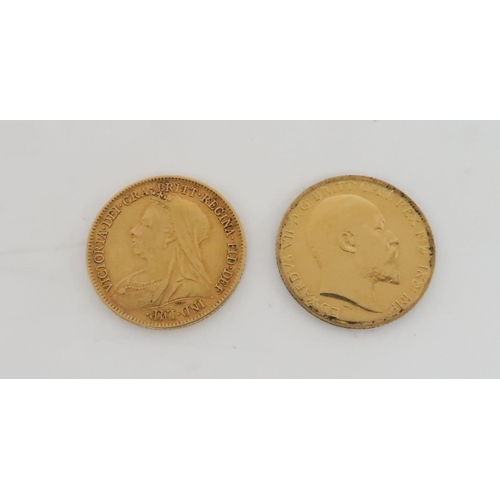 626 - TWO GOLD HALF SOVEREIGNS 1898 & 1905