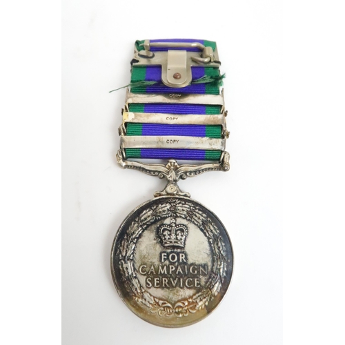 631 - WITHDRAWN: A QUEEN ELIZABETH II GROUP OF FOUR CAMPAIGN MEDALS & THE OPERATIONAL SERVICE MEDALto ... 