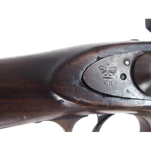 634 - A PATTERN 1861 ENFIELD PERCUSSION MUSKATOONwith short barrel for issue to Artillery units, marked 18... 