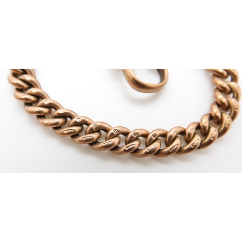 705 - A 9CT ROSE GOLD FOB CHAIN hallmarked to every link, the 'T' Bar and clasps, one lobster claw clasp (... 